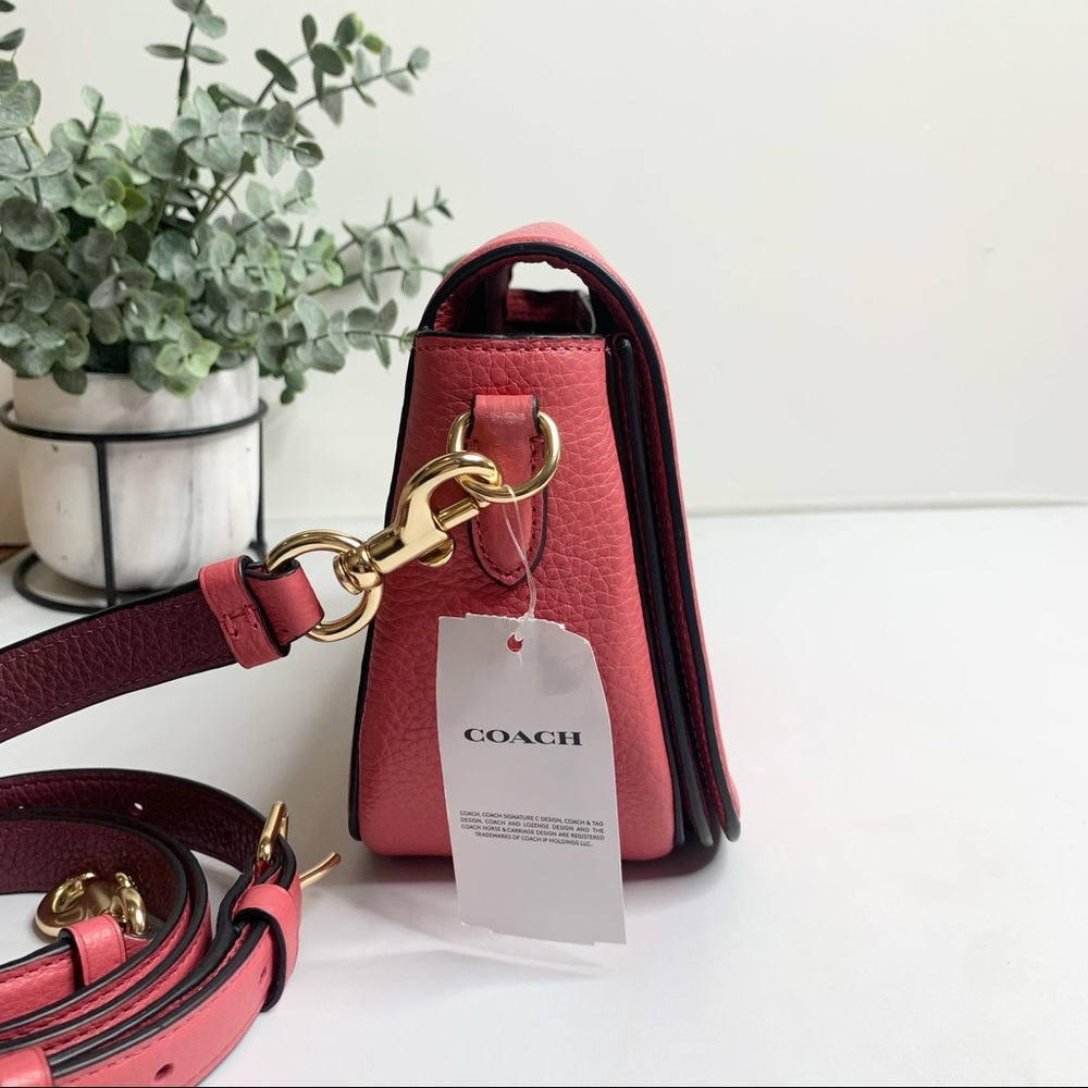 Coach Saddle Bag With Horse And Carriage Crossbody Bag Gold/Poppy/Vintage Mauve - Picture 13 of 14